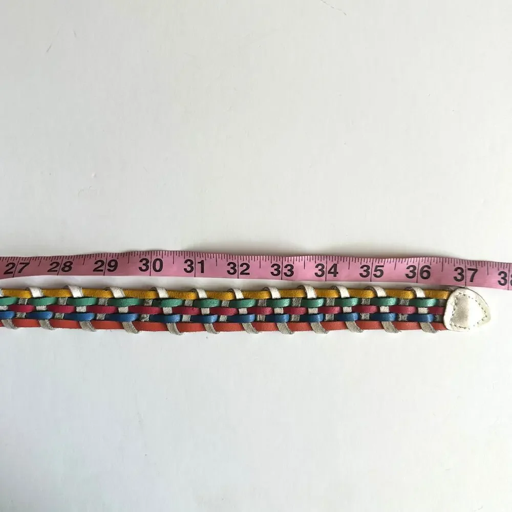 Argentina Woven Leather Belt Womens Medium/Large Multicolor Rainbow Vibrant